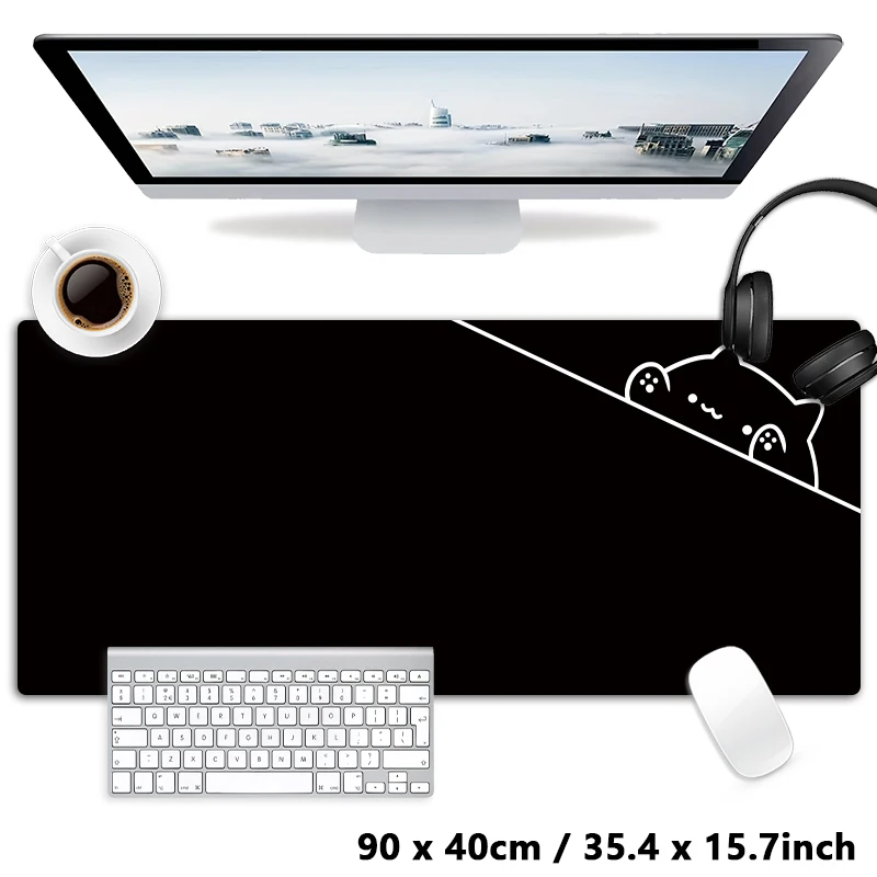 Kawaii Simple Design Pink Blue Black White Cute Cat Mouse Pad Desk Mat For Office Work Silicone Extra Large Gaming Mousepad