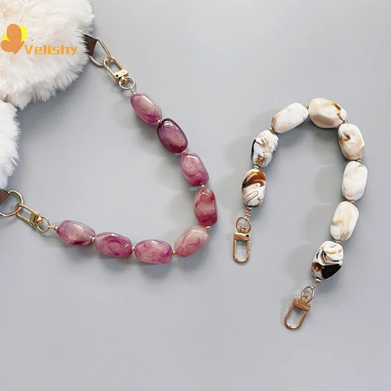 

Resin Handle Colorful Bead Straps Replaceable Resin Colored Stone Handbag Strap DIY Bag Accessories Wristlet Purse Bag Belt