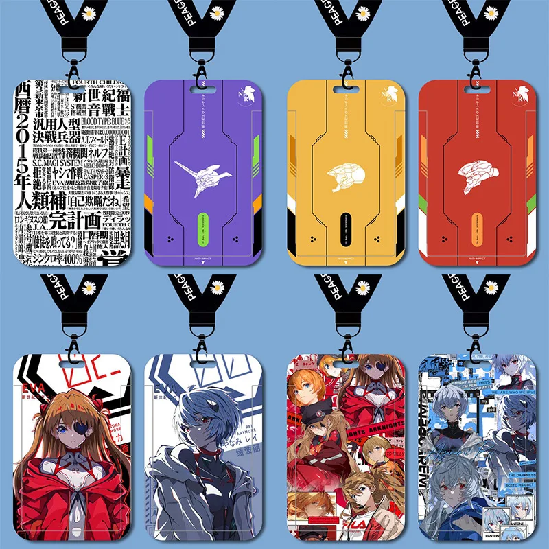 EVA Asuka ID Card Holders Anime Neon Genesis Evangelion ID Badge with Lanyards Credit Cards Access Card Holders Accessories