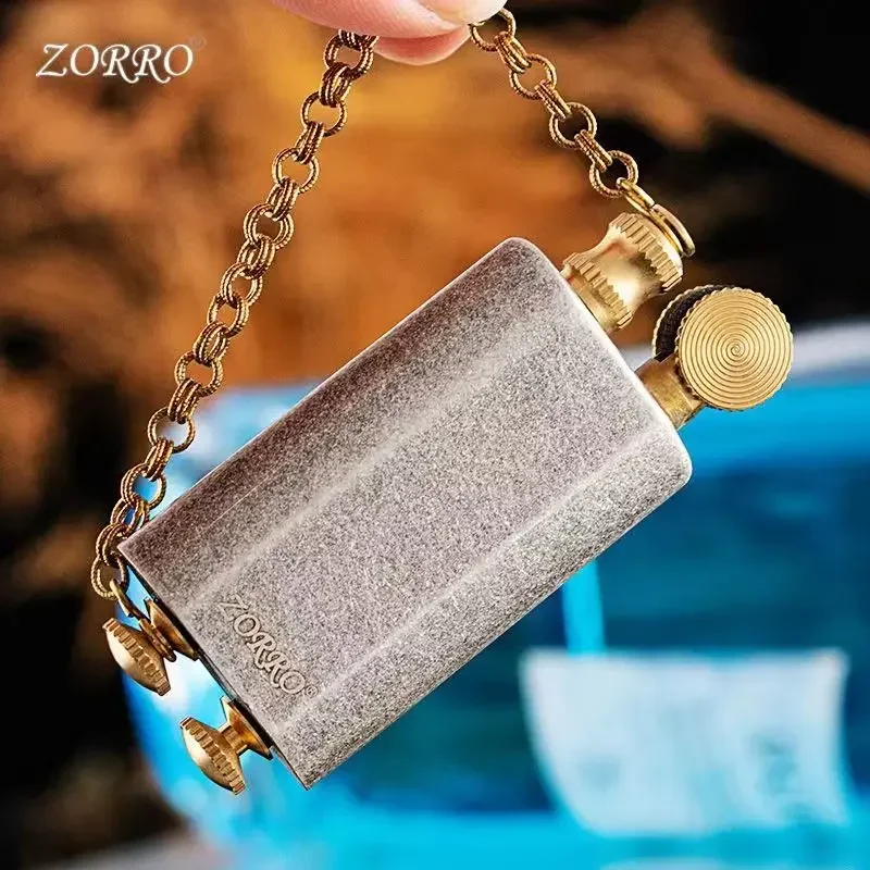 Zorro Retro High-end Brass Belt Chain Grinding Wheel Ignition Creative Corgi Leg Kerosene Lighter Ultra-thin Fashionable Lighter