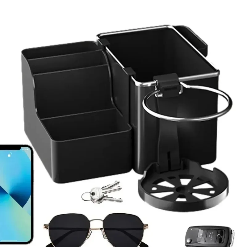 

Car Interior Organizer - Armrest Storage Box, Auto Armrest Tissue Holder, Folding Cup Holder, Keychain Holder, Cell Phone Holder
