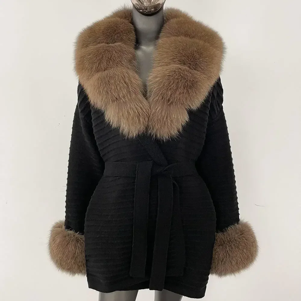 女性の本物の天然アライグマニットジャケット,キツネの毛皮のショール,本物のキツネの毛皮の襟のコート,ファッショナブルなニットジャケット,新しい