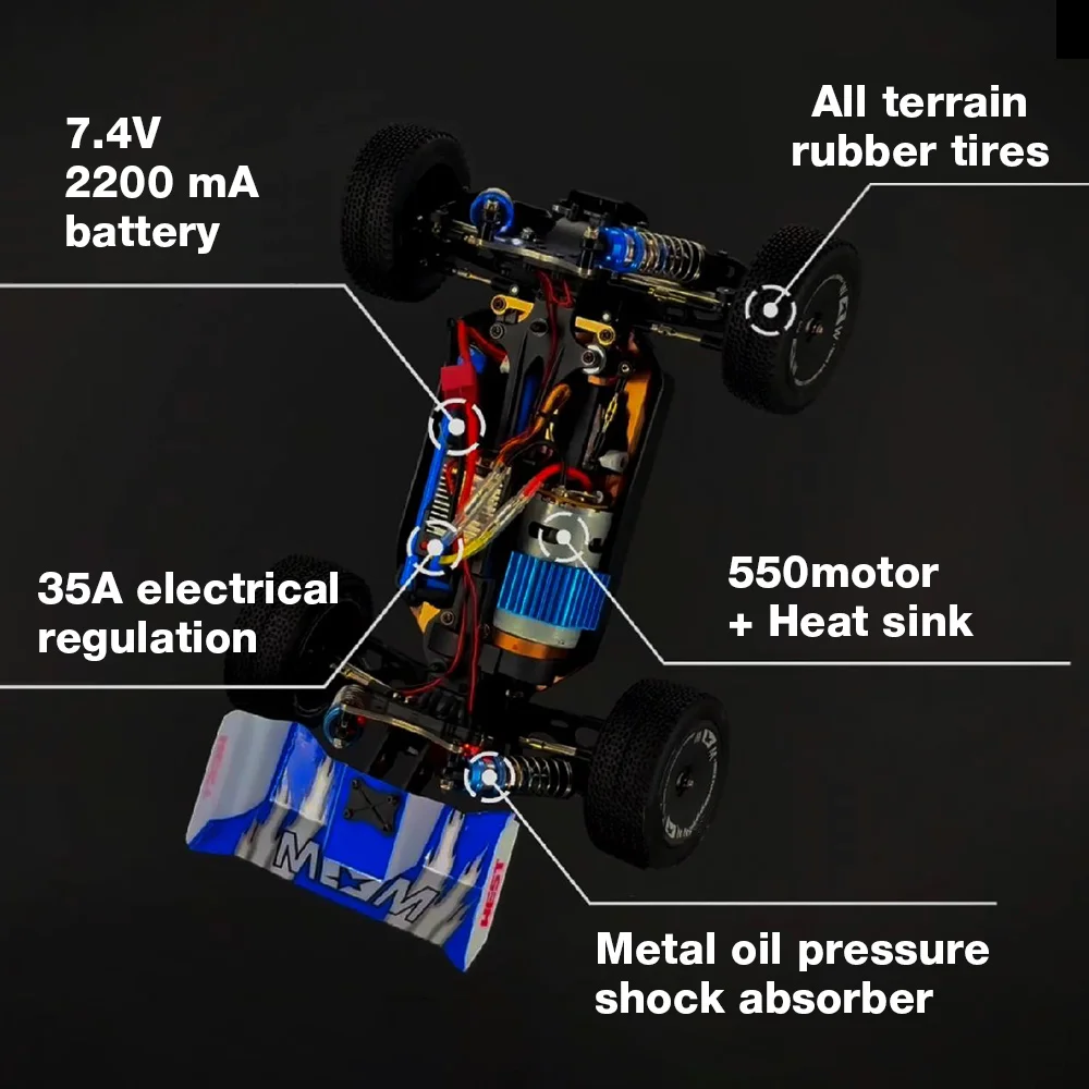 Wltoys 2,4 gebürstet neue verbesserte Motor rtr 1/14g 4WD 65 km/h RC Auto Fahrzeuge Metall Chassis Hochgeschwindigkeits-Rennmodelle Spielzeug