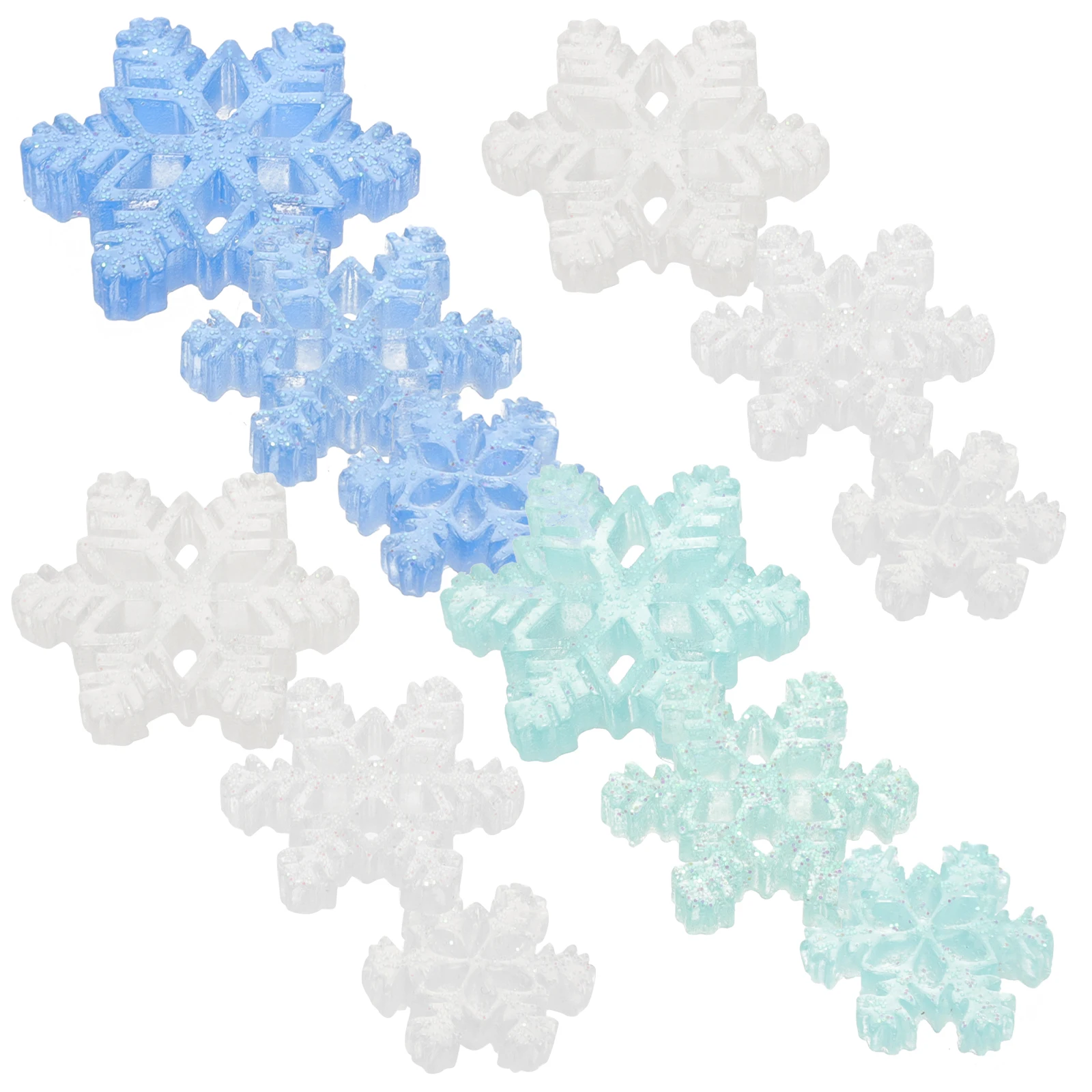 

45pcs Resin Snowflake Accessories Blue Green White Large Medium Small DIY Craft Materials Necklace Pendant Decorations