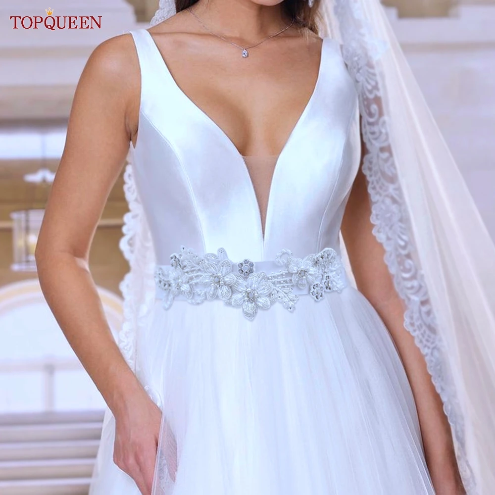 TOPQUEEN S112 Braut Dekorative Gürtel für Hochzeit Kleid Frau Damen Party Kleid Opal Perlen Handgemachte Applique Sash Zubehör