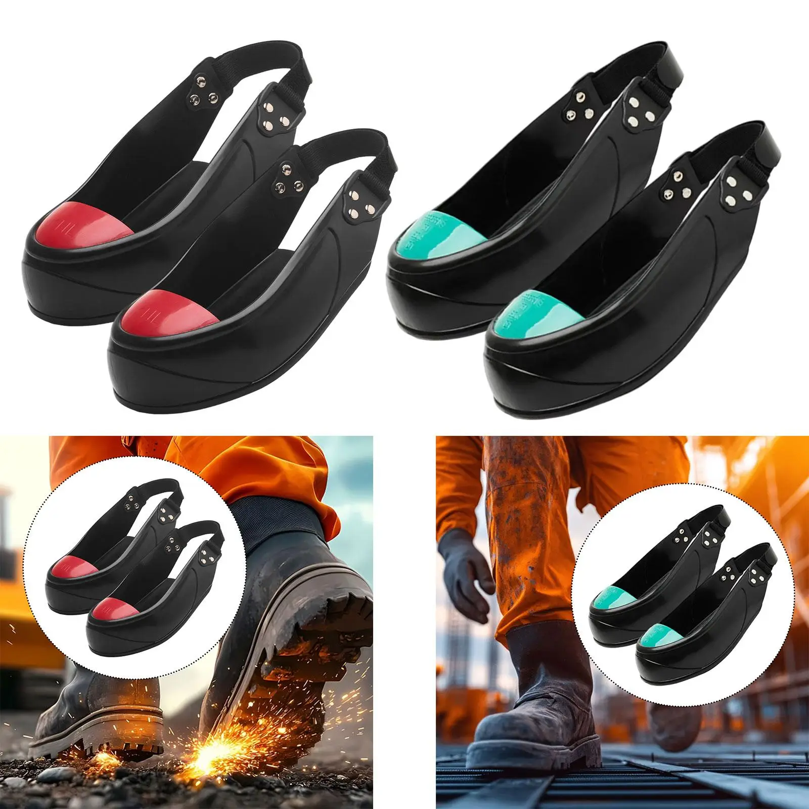 

Steel Toe Cap Shoe Covers for Adults Anti Slip Rubber Sole Anti Smash Toe Protection for Workplace Visitors Multipurpose