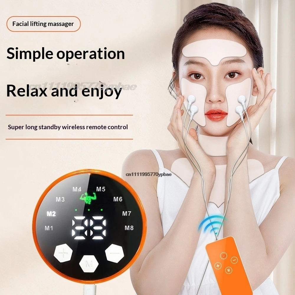 EMS Facial Massager V-Line Skin Lifting Device Wireless Remote Beauty Care Reusable Patches Home SPA Face Massager Pads Tool