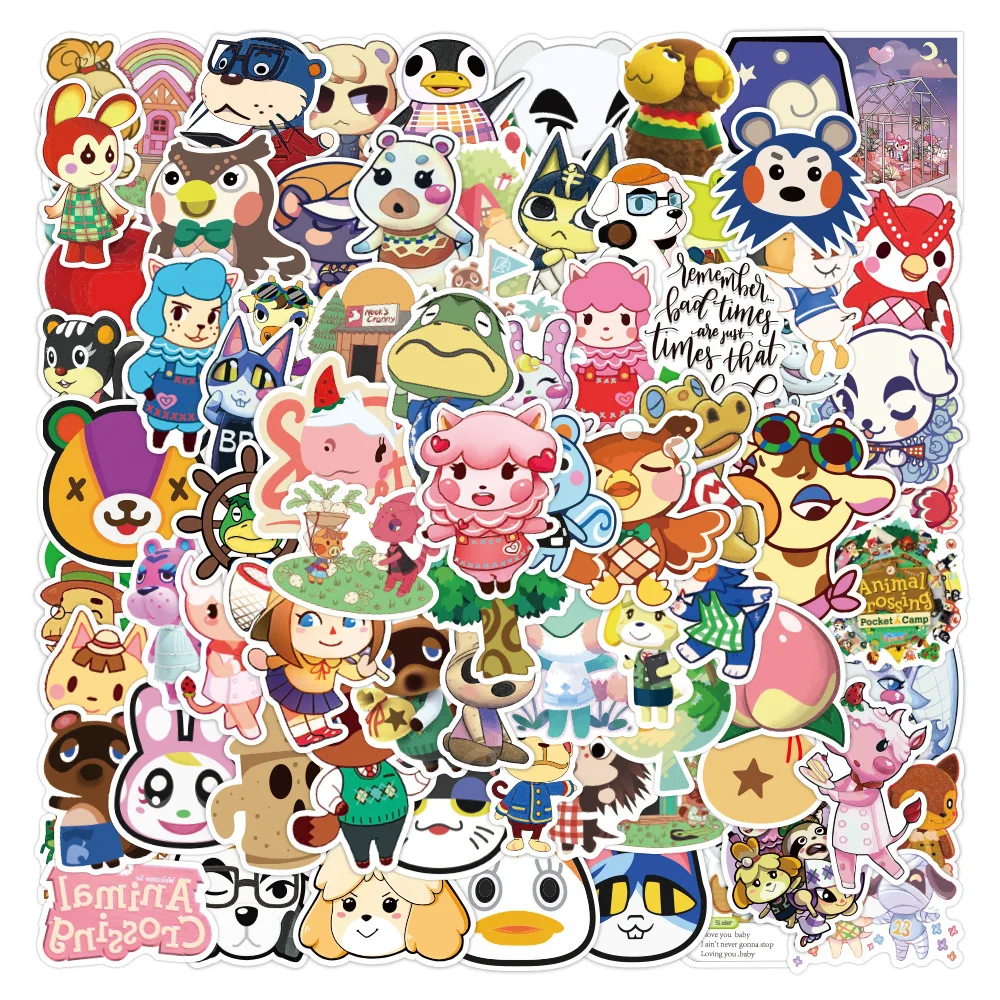 Pegatina de Animal Crossing Friends Club, decoración de guitarra de tendencia, pegatina de taza de agua, 10/30/50 piezas, venta al por mayor