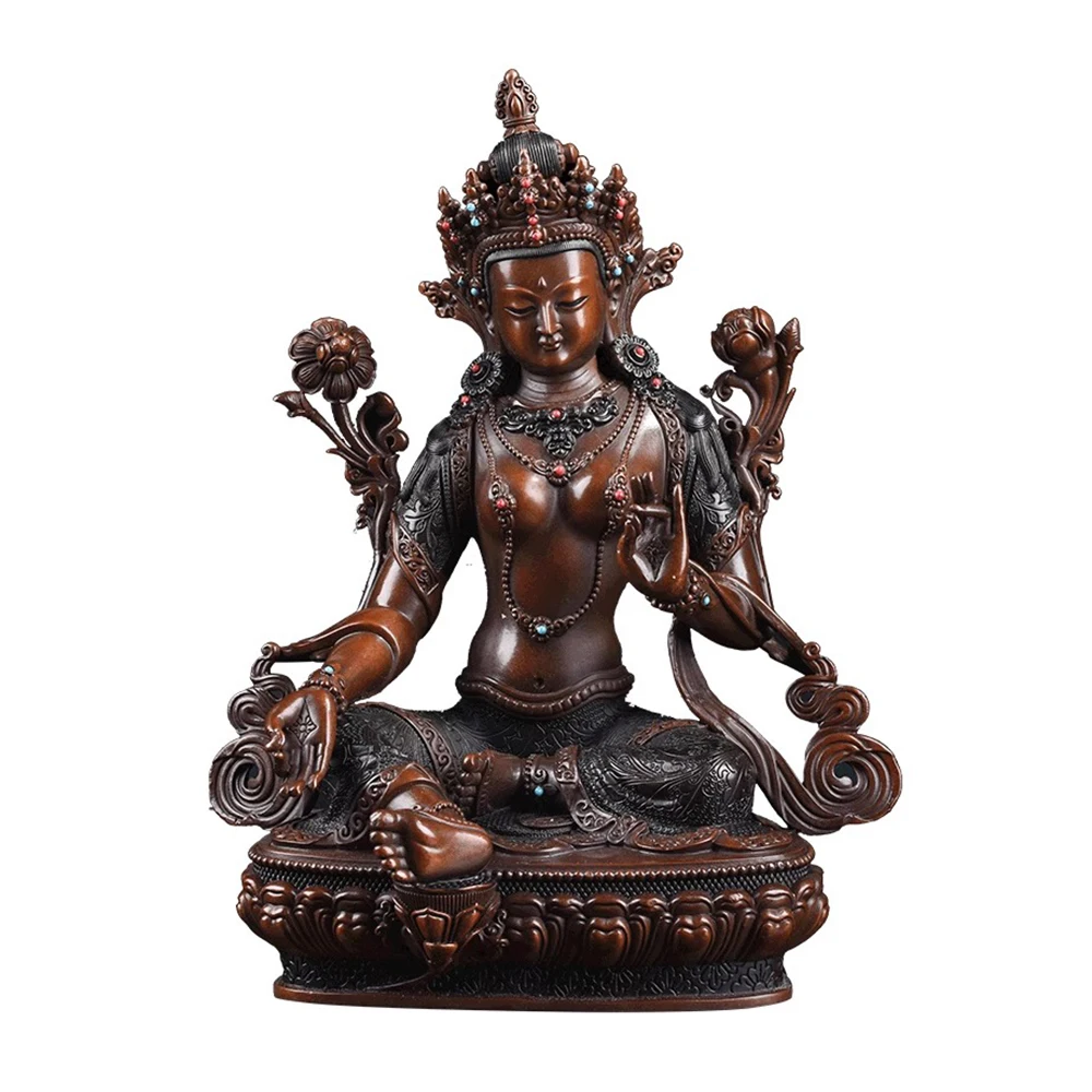 

Tantric Green Tara Buddha Statue ornament, Antique copper figure of the Buddha, Temple home worship Buddha ornament, 3.8 inches