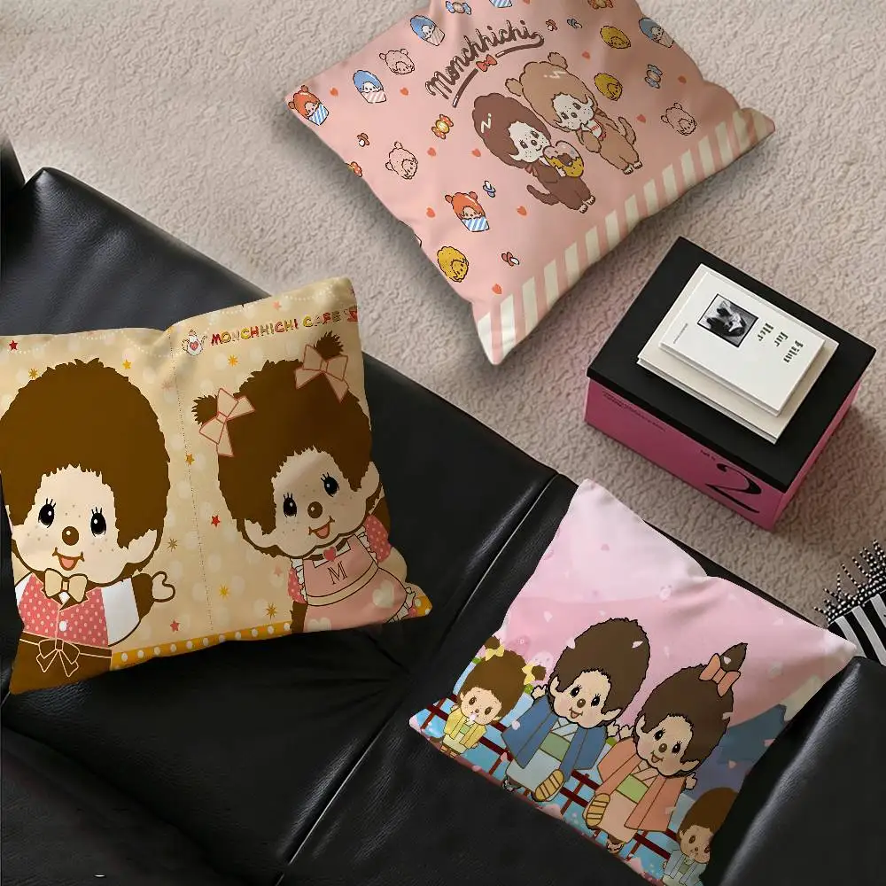 Popular Logo M-Monchhichi Fashion Cushion Cover Pillowcase Upholstery Sofa Throw Pillow Home Decor Pillowcas