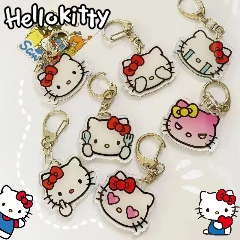 

Sanrio Helloes Kittys Children Like It Transparent Keychain Cartoon Melody Cute Bag Zipper Decoration Keyring A Gift for A Frien