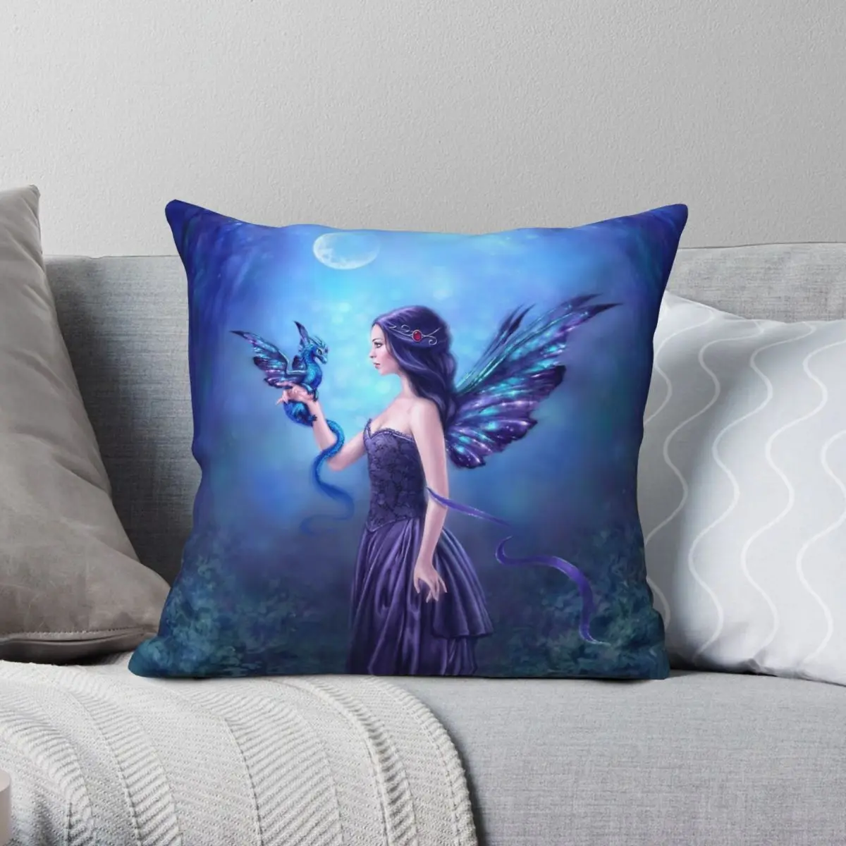 

Iridescent Fairy Dragon Pillowcase Polyester Linen Velvet Pattern Zip Decor Throw Pillow Case Car Cushion Cover