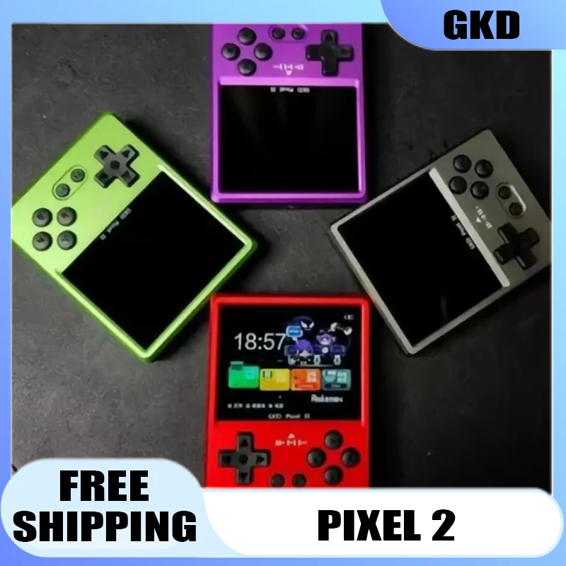 

GKD Pixel 2 Metal Handheld Game Console 64GB 2.4 Inches 5000+ Games 2025 IPS 640x480 Retro PSP PSone CNC Portable Birthday Gift