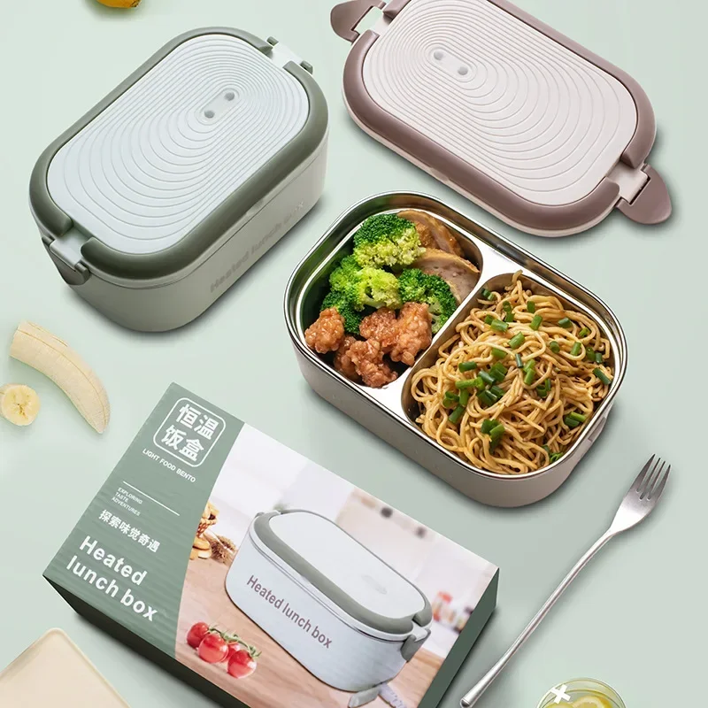 New 304 Stainless Steel Electric Lunch Box Portable Water-free Electric Lunch Box Constant Temperature Heating Lunch Box