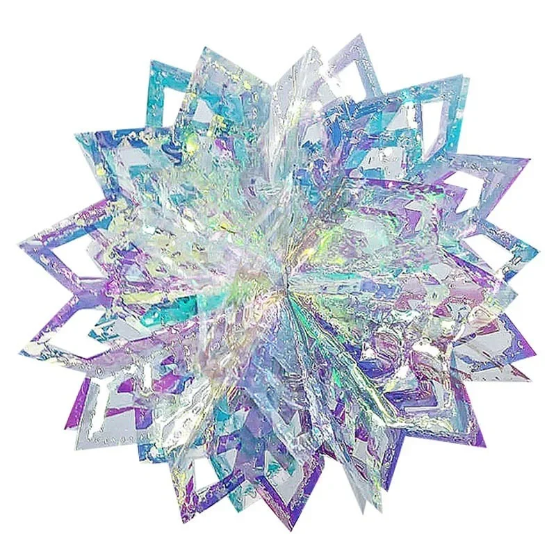 Snowflake Ball Garland Party Supplies Laser Colorful Paper Flower Wall Hanging Decorations for Birthday Wedding Drop Ornament