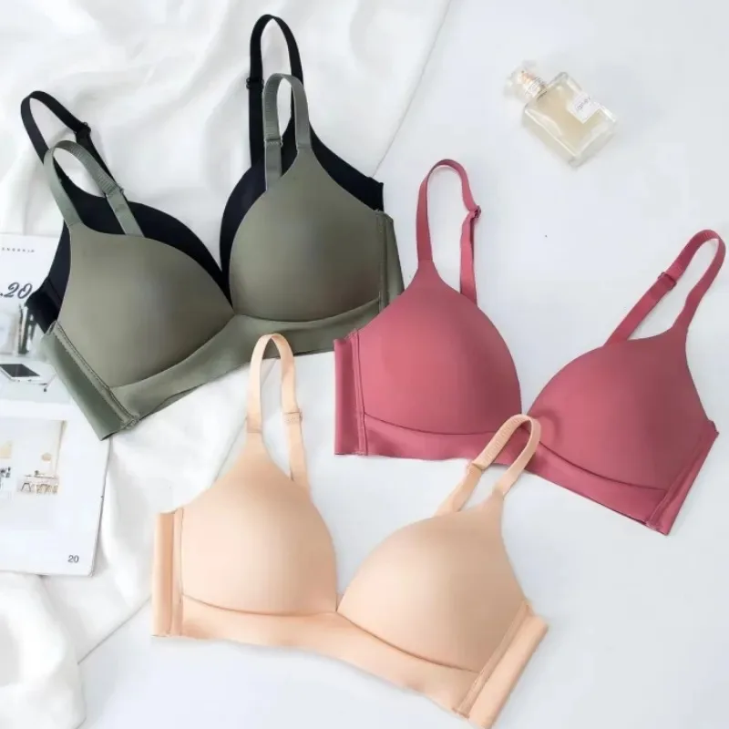 

5pcs Japanese Style Seamless Bras Comfort Wireless Underwear Women's No Steel Ring Bralette 3/4 Cup Glossy Bra Female Lingerie