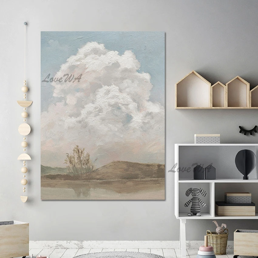 

Spring Landscapes Oil Paintings Beautiful 3D Cloud Abstract Canvas Art Poster Frameless Picture Hotel Office Wall Decoration