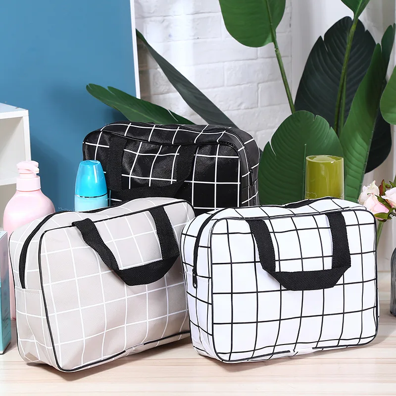 Women\'s Wash Bag for Cosmetics Large Tote Makeup Bag Organizer Travel Female Flower Lattice Print Wash Toilet Brush Cosmetic Bag