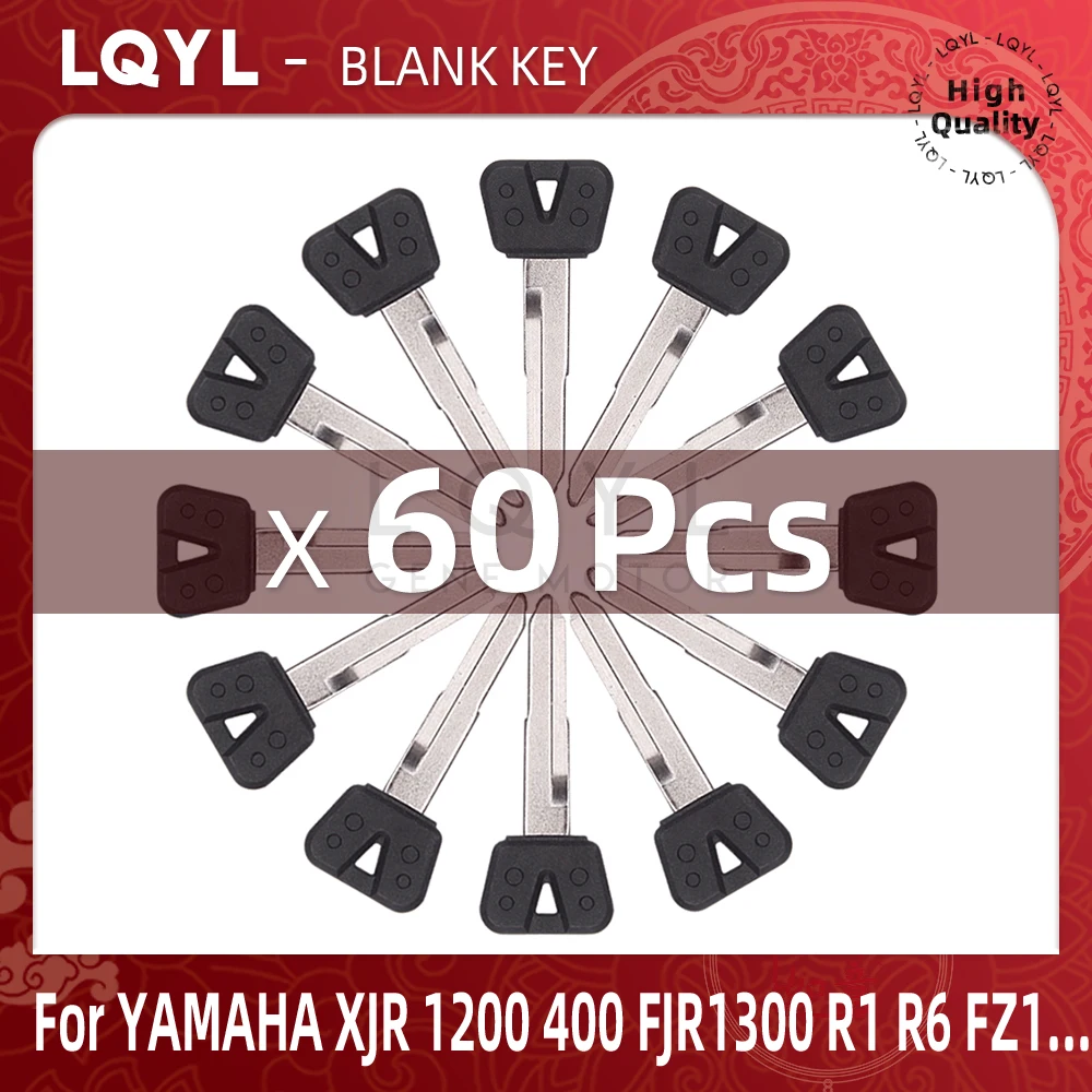 60Pcs Blank Key Motorcycle Replace Uncut Keys For YAMAHA SVS400 XJR1200 FJR1300 R1 R6 FZ1 FZ4 FZ6 FZ8 S XJR400 XJ6 FZR400 SR400