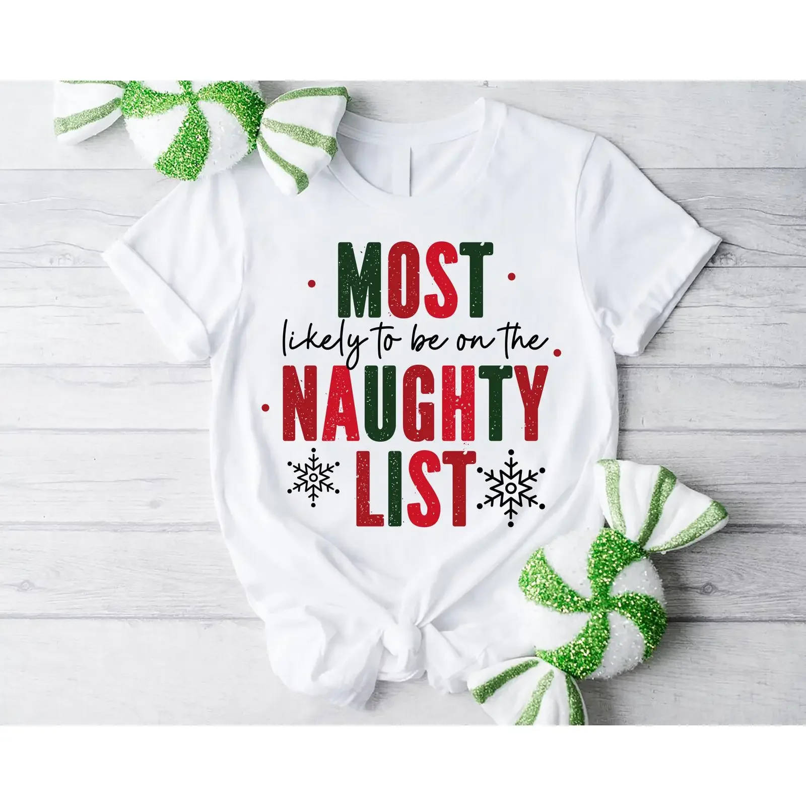 Most Likely To Be On The Naughty List Funny Christmas T Shirt Xmas Winter Holiday Party Family Matching New Year  vintage Soft