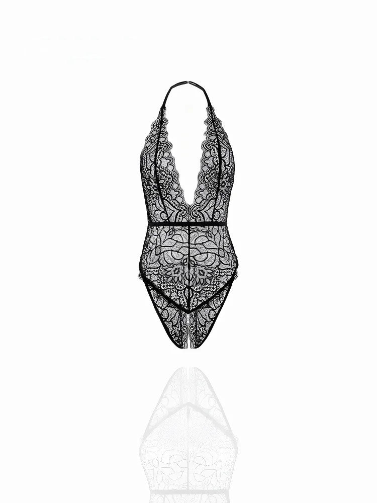 

Original Design Sexy Slimming Bodysuit Ultra-Thin New Summer Hollow Deep V Pure Desire a Strap Women's Faion