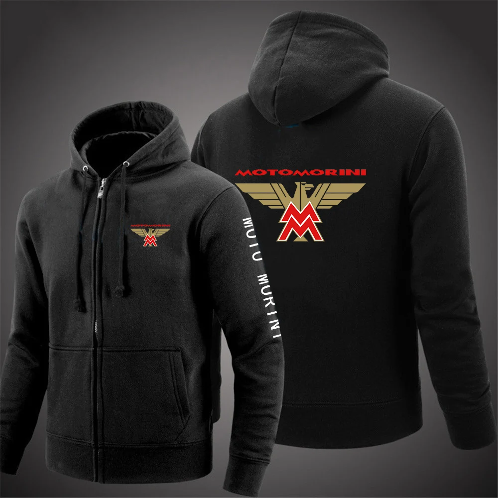 2024 primavera autunno uomo Moto Morini Logo stampa popolare manica lunga tinta unita cerniera allentata felpe con cappuccio in cotone di alta qualità