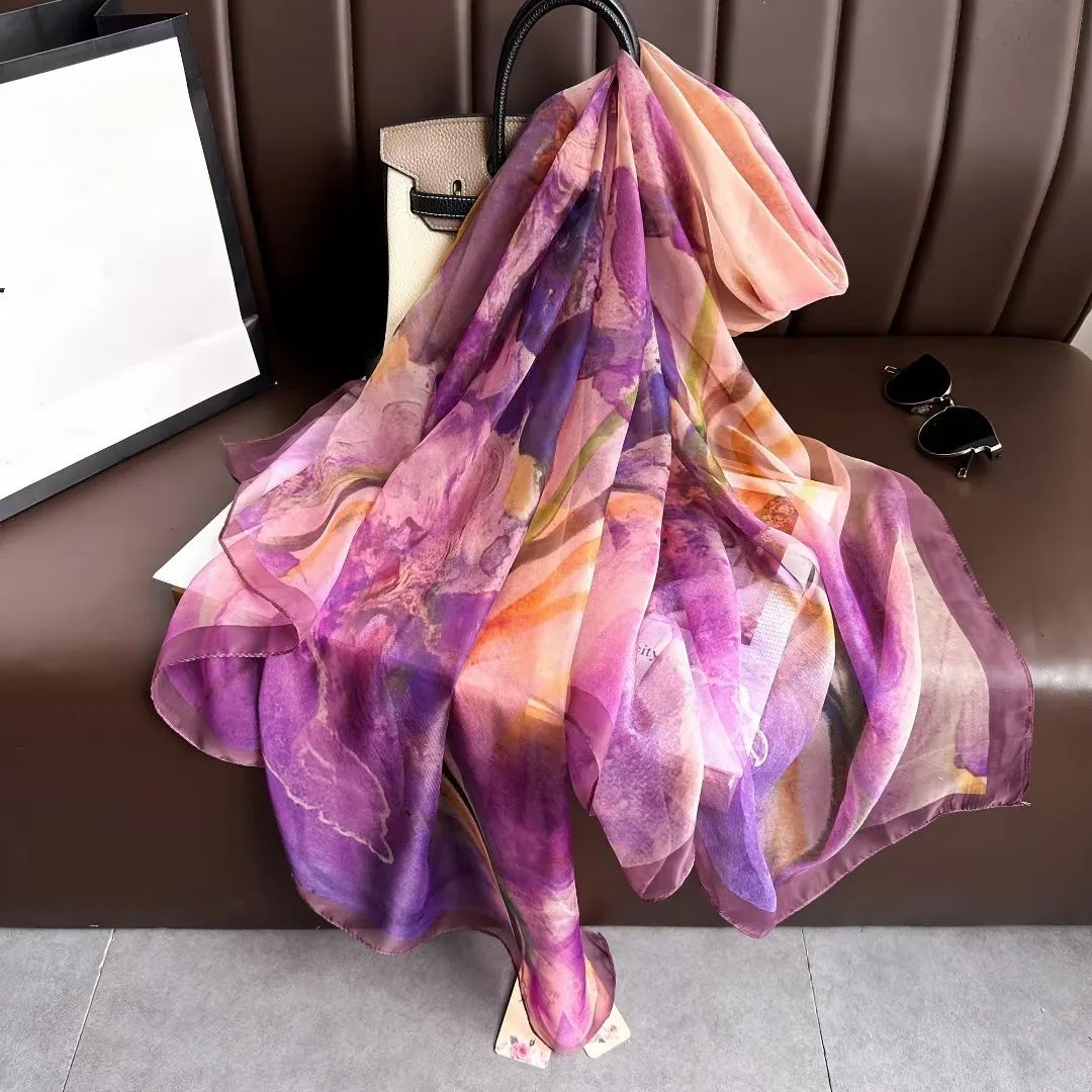 180*135cm Luxury Brand Summer Female Pareo Beach Scarf Women Sunscreen Outdoor Shawl Wrap Chiffon Soft Large Bandanna Foulard