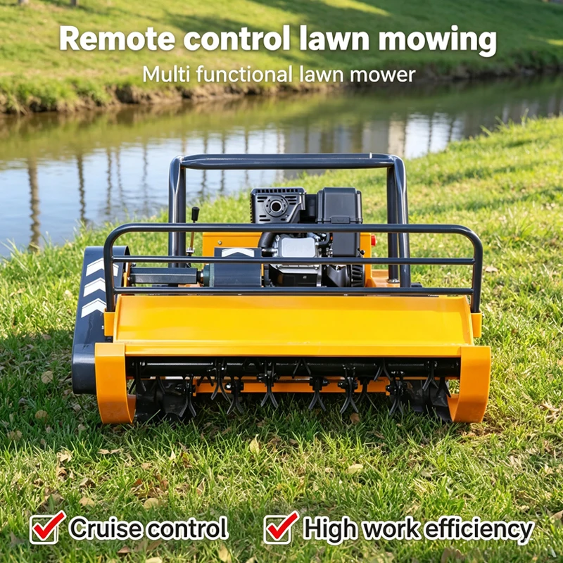 Customized Slope adaptable remote control intelligent crawler lawn mower for mountain orchards, powerful climbing performance