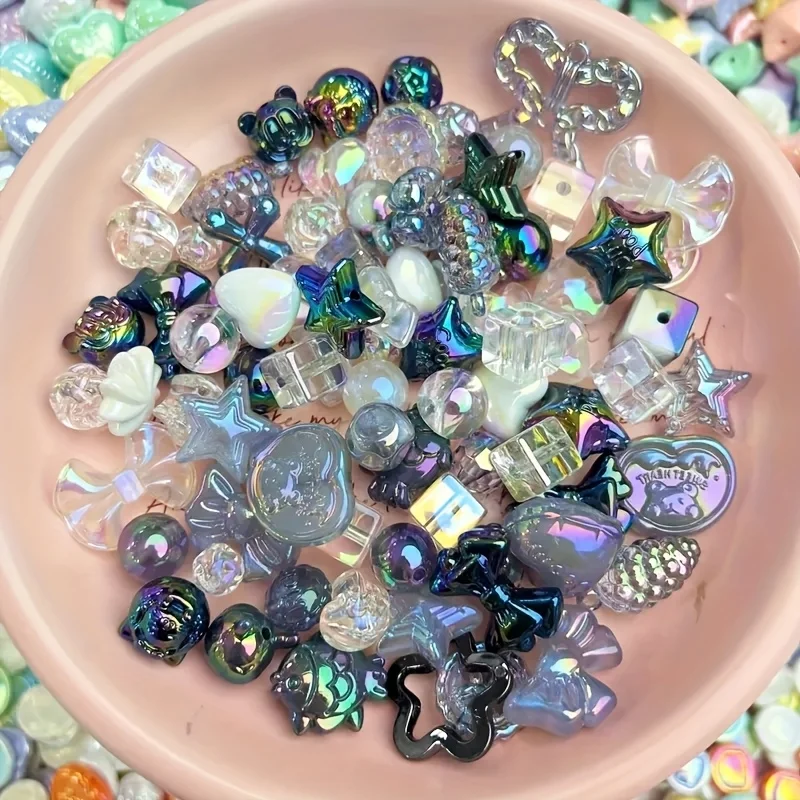 50 جرام من خرز الأكريليك المختلط قزحي الألوان - سحر النجمة والفيونكة المزخرفة لصنع المجوهرات بنفسك والأساور والقلائد وإكسسوارات الشعر #4