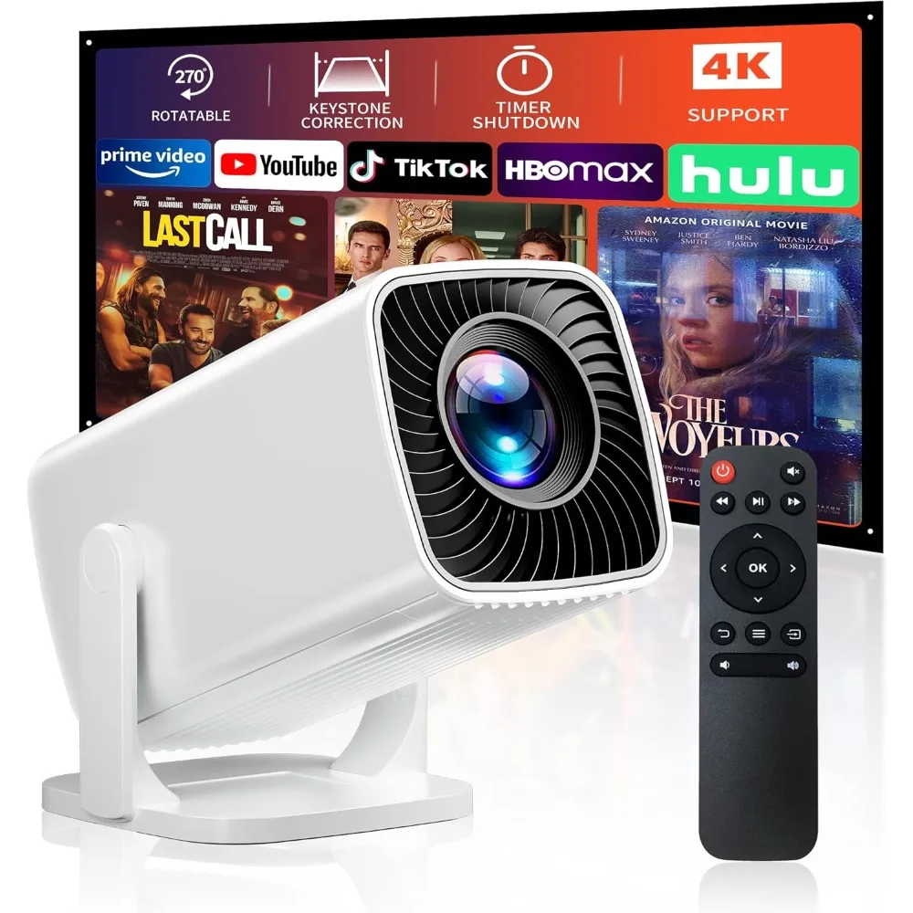 

4K Mini Projector with 270° Rotation, Full HD 1080P Portable Movie Projector, HDMI USB for Smartphone TV Stick PS4 Outdoor Home