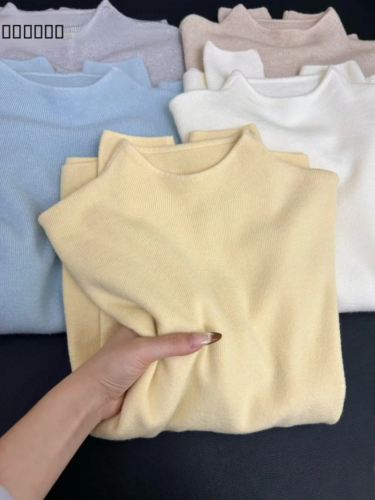 

Очень мягкий очень теплый вязаный базовый слой irt f с высоким воротником и плечами, осенне-зимний модный топ для внутренней одежды для женщин