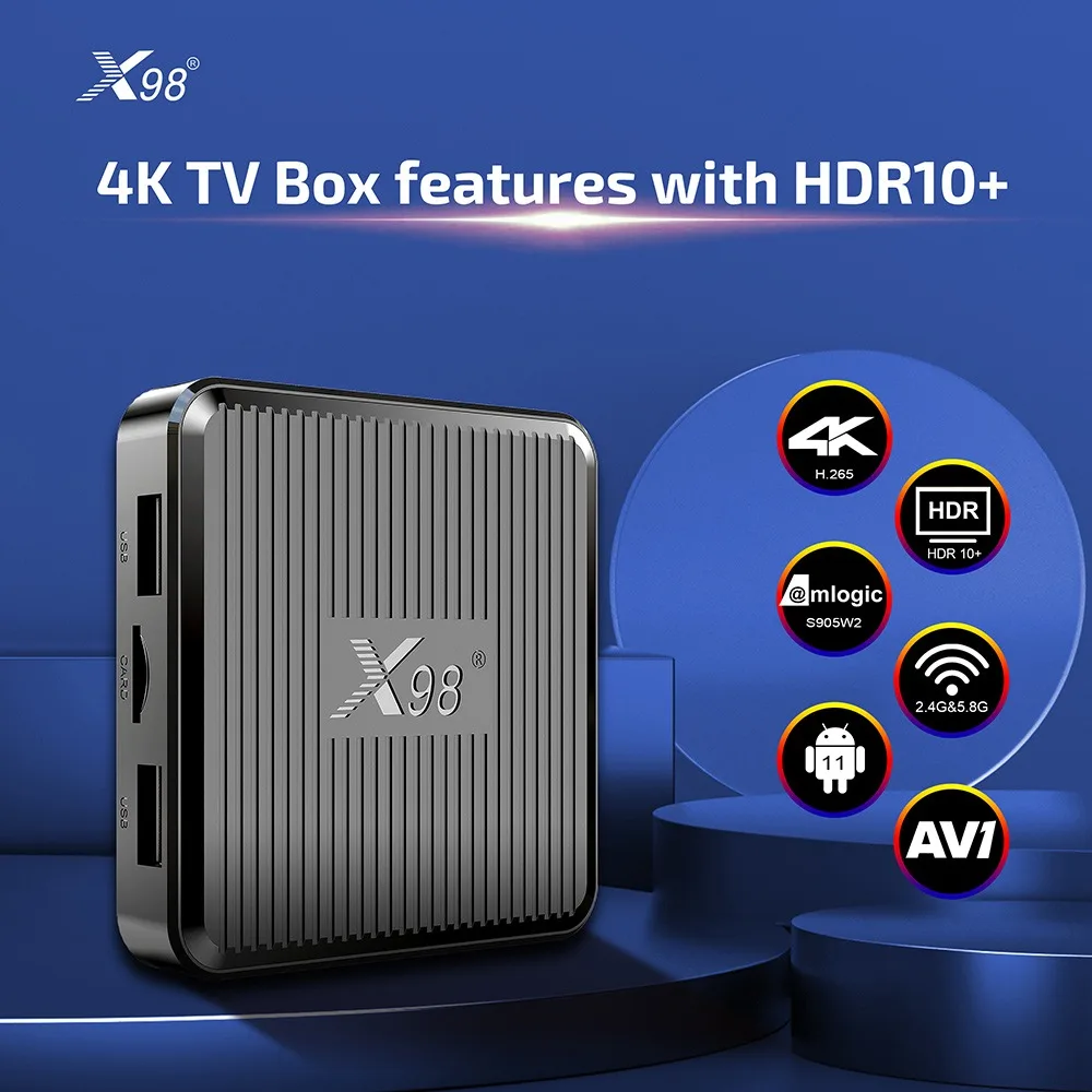 X98Q TV Box Android 11 Amlogic S905W2 RAM 2G ROM 16GB Support H.265 AV1 Dual Wifi Set Top Box X98 Q HDR 10+ 4K Media Player