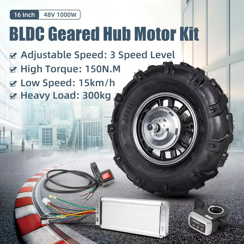 16 Inch 48V 500W1000W 1500W Electric Motor Kit  High Torque Rear Hub Motor Kit For Electric Wheelbarrow