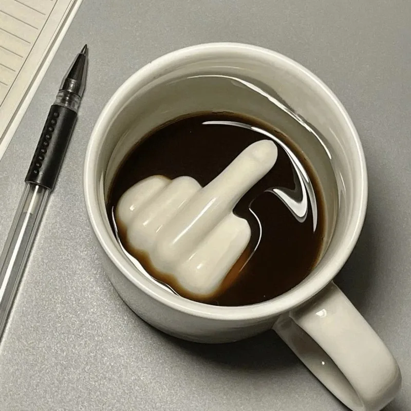 3D Middle Finger Ceramic Mug Funny Coffee Tea Cup With Handle Creative Personality Gift For Christmas Birthday Office Home Decor