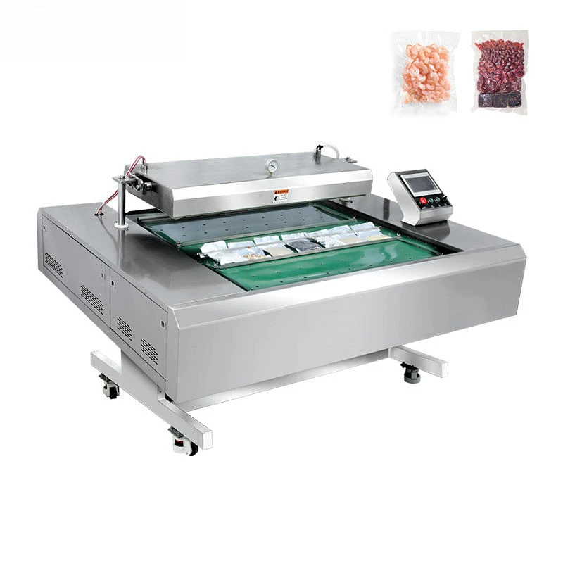 FOB Industrial Continuous Rolling Vacuum Sealer Machine Automatic Chamber Food Packager Dry Wet Dual Use Production Line