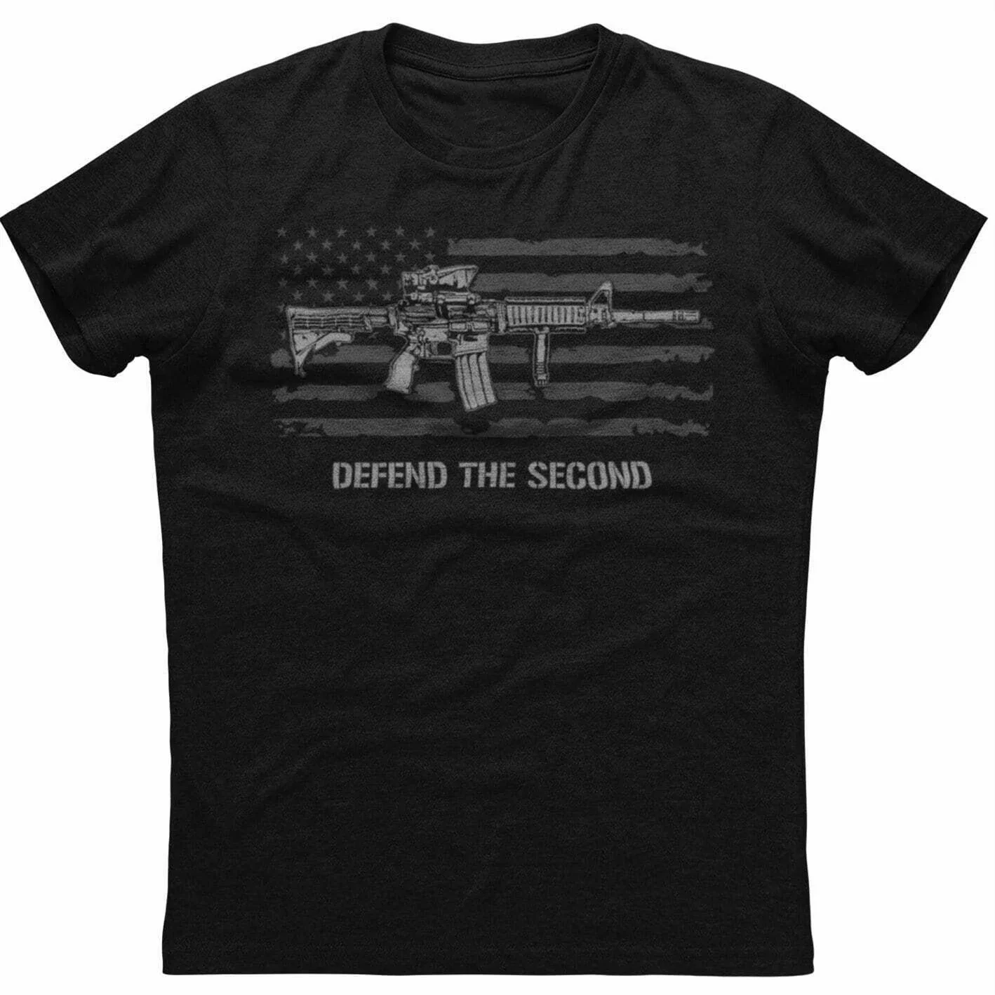 

American Flag Defend The 2nd Amendment Gun Rights Patriotic T-Shirt Men's 100% Cotton Casual T-shirts Loose Top Size S-3XL