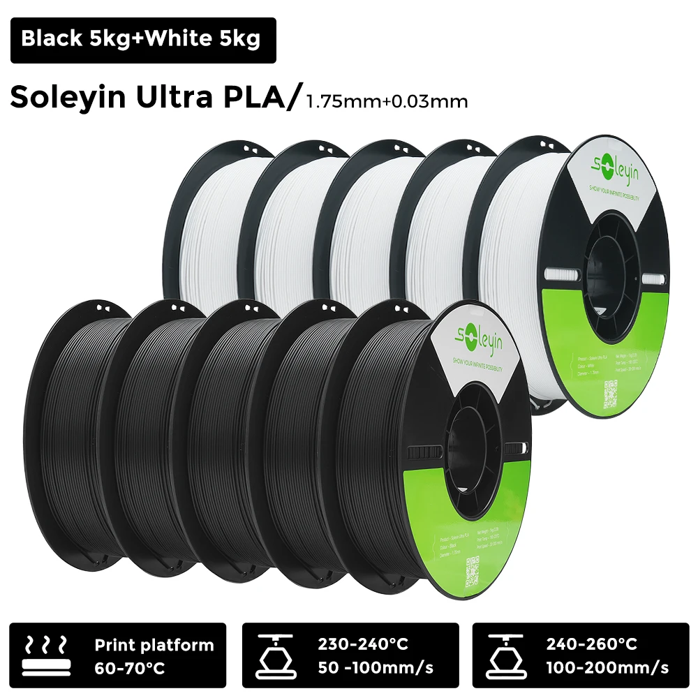 3/5/10 PCS Creality Soleyin Ultra PLA 1,75 mm 3D-printerfilament Hi-Strength Low-Shrink Milieuvriendelijk voor Creality K1 MAX/K1C