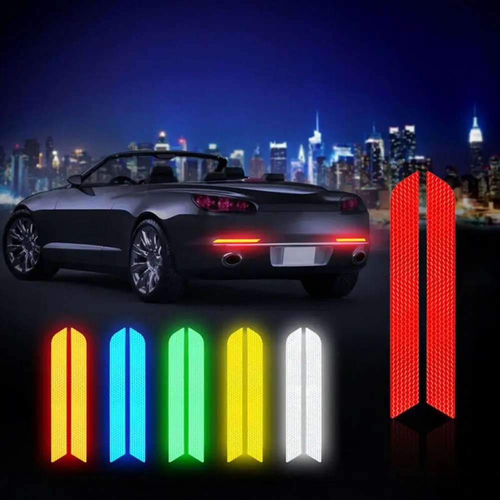 1 Pair Car Reflective Strip Self-adhesive Reflection Warning Anti-collision Car-styling Safety Mark Warning Tape for Automobile