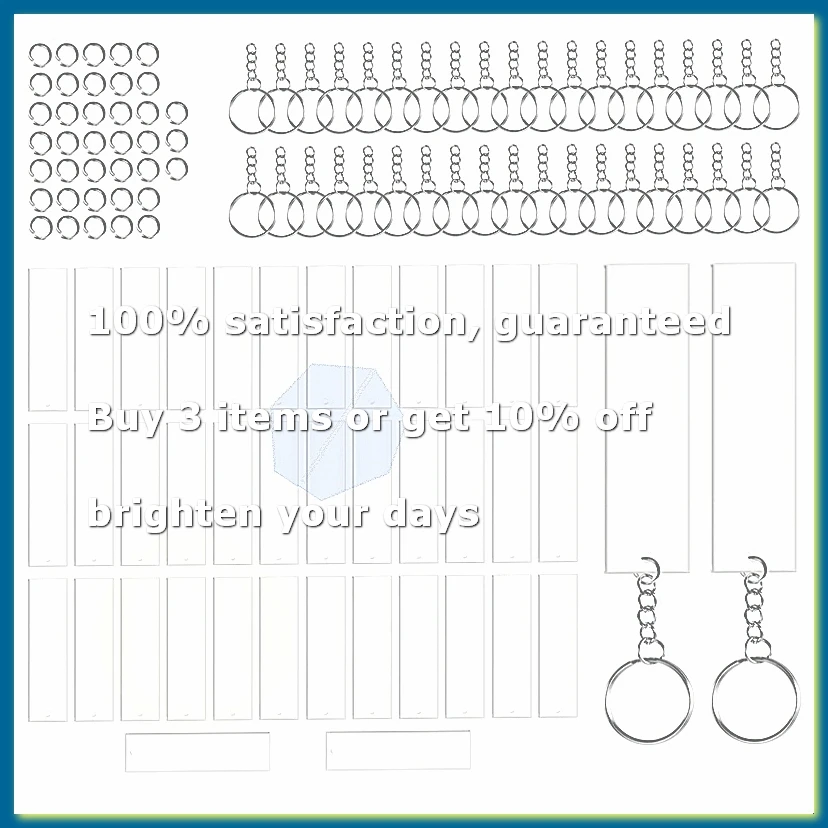 120 Pieces Rectangle Acrylic Key Chain Blank Transparent Acrylic KeyChain BlankA09G