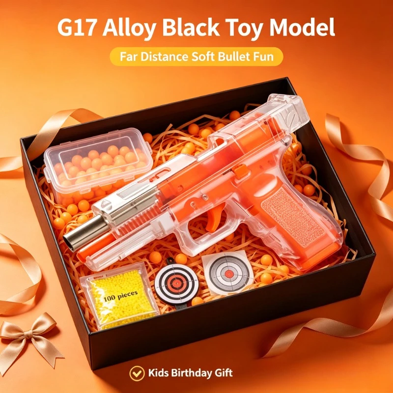 G17 Black Alloy Game Toy Far‑Range Plastic Bullets Great Surprise Gift For Weekend Outdoor Group Activity