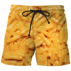 Sausages Food Graphic Beach Shorts Men Short Pants 3D Cheese Printed Elastic Waist Board Trunks Swimsuit homme 2023 Ice Shorts