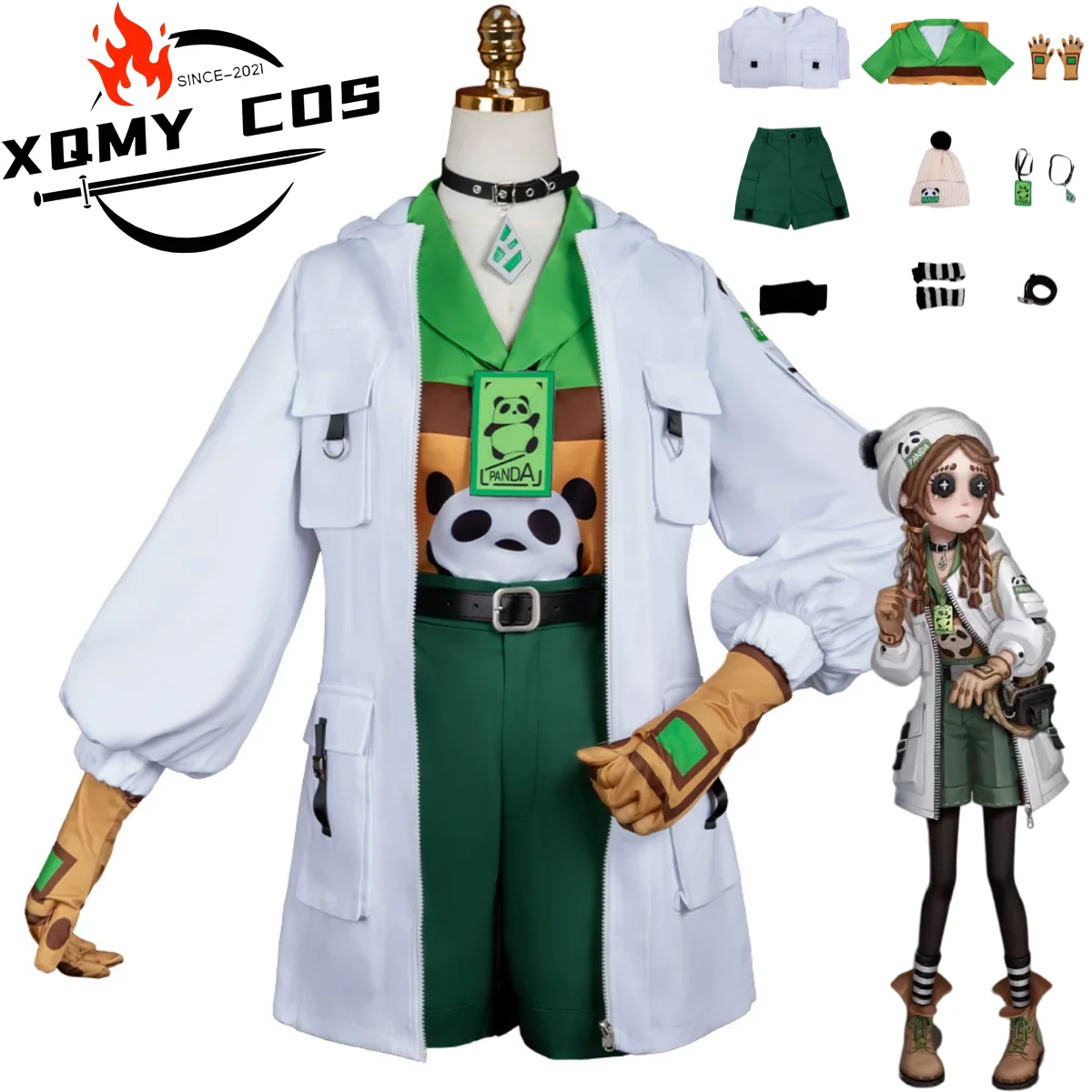 XqGame Identity Ⅴ Anne Lester Toy Merchant Osplay Costume Cognitive Enlightenment Teacher Green Uniform Coat Woman Cute Party Su