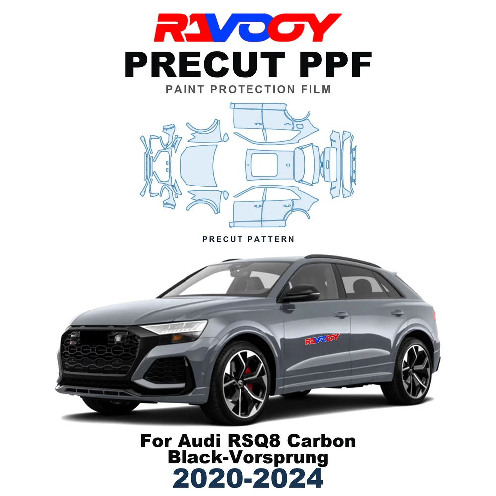 Precut PPF For Audi RSQ8 Carbon Black-Vorsprung 2020-2024 8.5mil TPU Paint Protection Film Hood Bonnet Bumper Headlight Fenders