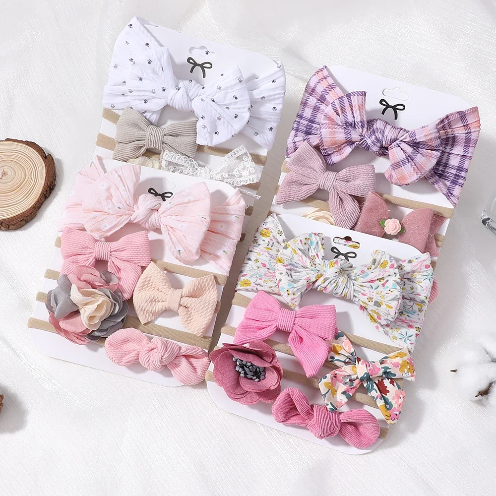 5Pcs/Set Gorgeous Printed Headband Baby Hair Accessories Set for Toddlers Elastic Soft Boutique Hairband Gift Set Free Shipping