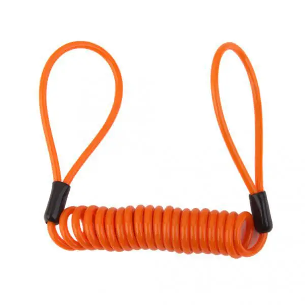 2x Safety Lanyard Spring Coil Wire Rope Disc Brake Lock Reminder Cable Stretch to 1.2m Orange