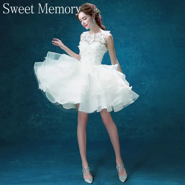 O149 Sweet Memory vestidos de novia blancos para mujer 2025 vestido de novia corto de baile bata de Navidad hasta la rodilla vestido de fiesta de rendimiento