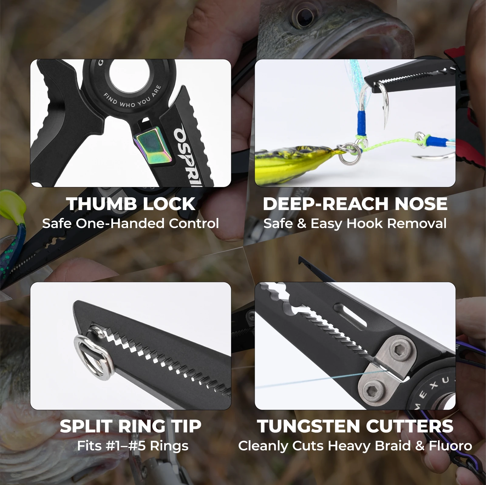 GomexusFishing Angelzange Leinenschneider Aluminiumzange Kompatibler Hakenentferner Angelstahlklingen Schneiden von geflochtenen PE- und Fluoroschnüren – Detail 7