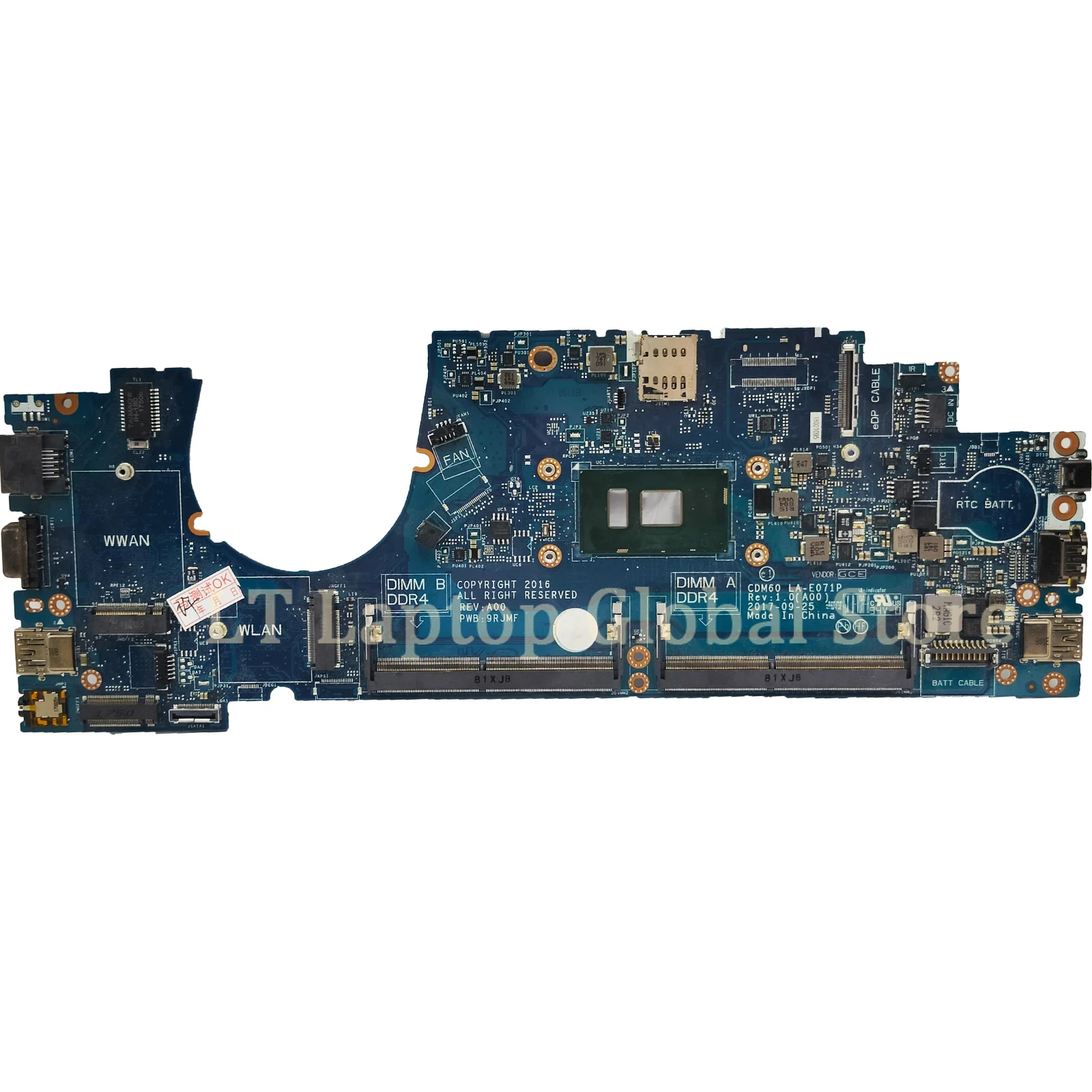 Laptop Motherboard LA-E071P UNTUK Dell Latitude 5280 5290 04T711 03Y392 04X332 Notebook Mainboard dengan CPU i3 i5 i7 7th Gen