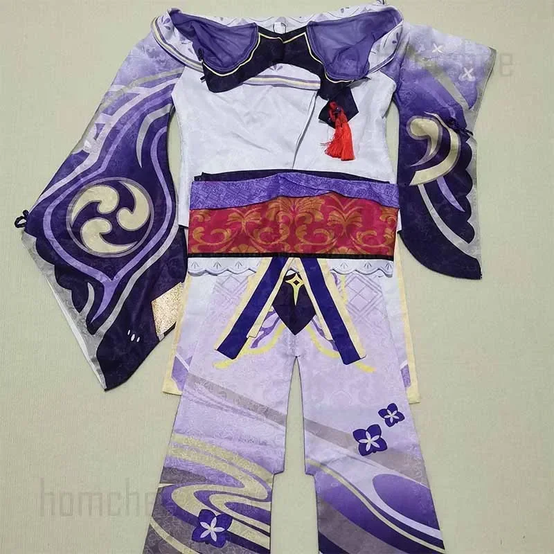 HomChee COS Game Impact Cosplay Costume Raiden Shogun Baal Outfits Raiden Mei Full Set Dress Wig Headwear for