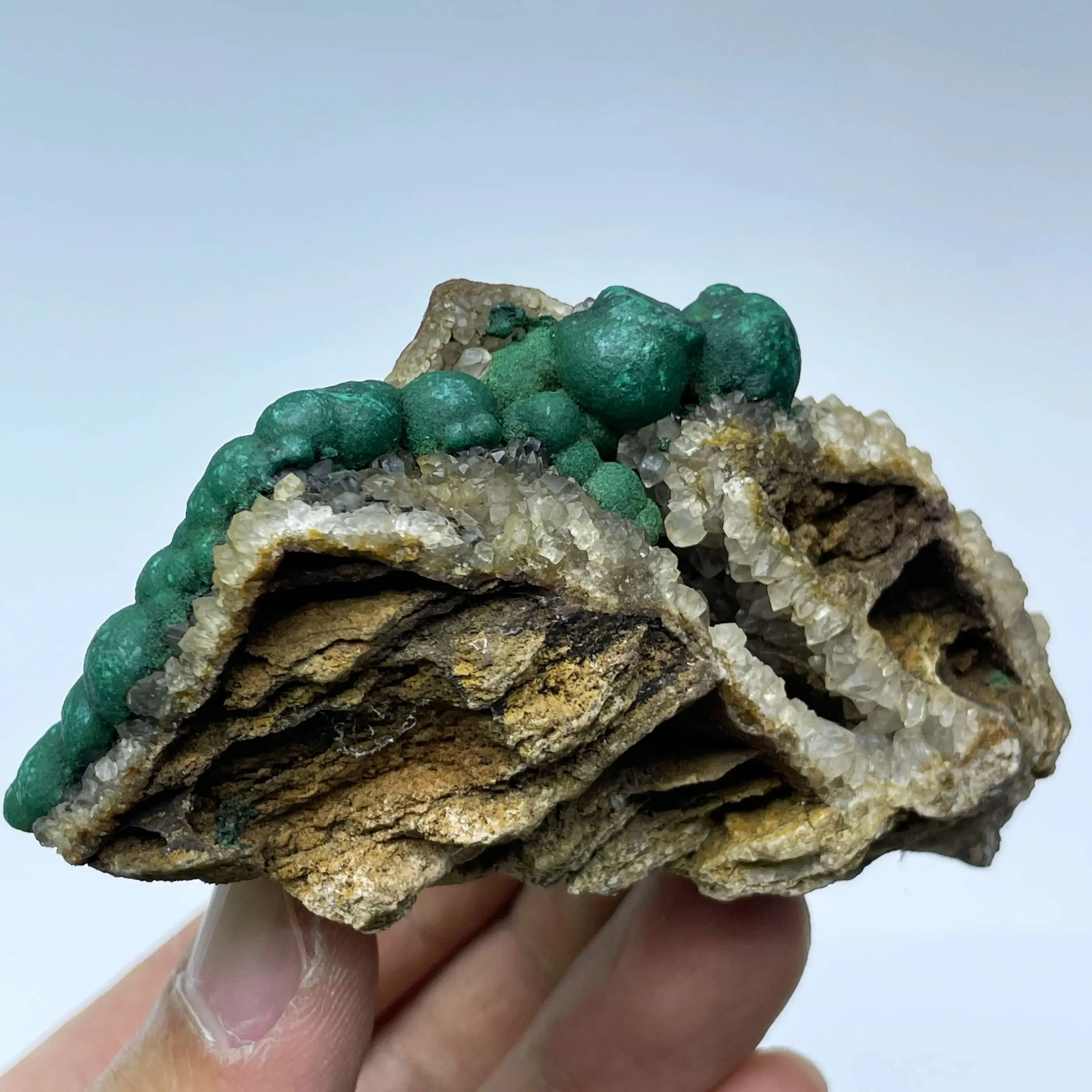Natural Malachite With Clear Quartz Crystal Mineral Specimen Stones And Crystals Healing Grystals Quartz Home Decorations